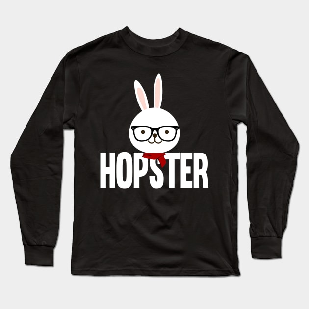 Hipster Bunny aka Hopster Long Sleeve T-Shirt by Daytone